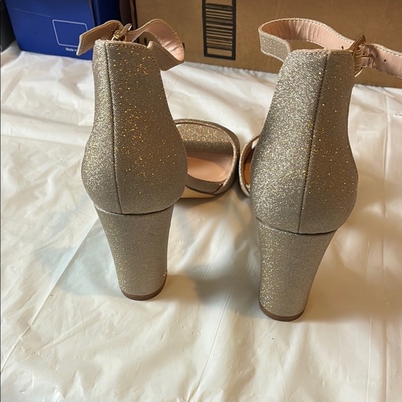 Gold Strappy Heels with Glitter Finish - Picture 7 of 8